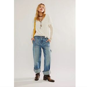 Free People We The Free Major Leagues Mid-Rise Cuffed Jeans